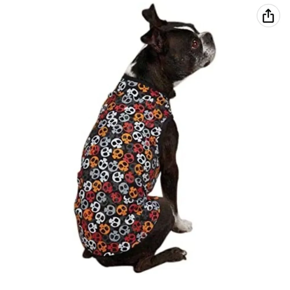 Casual Canine Dog Shirt Bone Heads Skull Tank Orange Size Small Medium